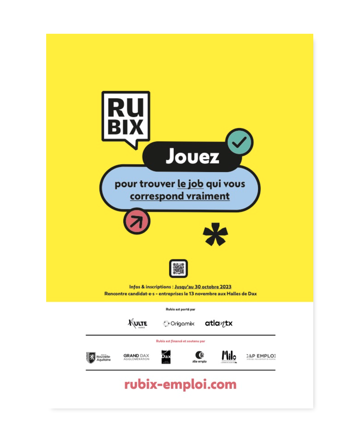 Affiche officielle RUBIX — jouez pour trouver le job qui vous correspond vraiment - réalisé par Agence Kulte