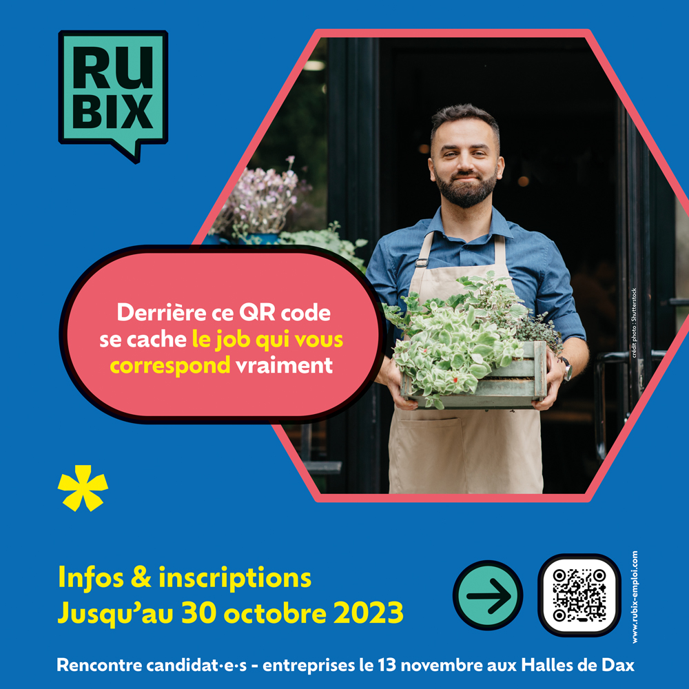Visuel de campagne RUBIX — communication digitale et recrutement par les soft skills à Dax - réalisé par Agence Kulte